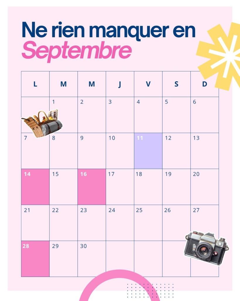 calendrier des élvénements septembre